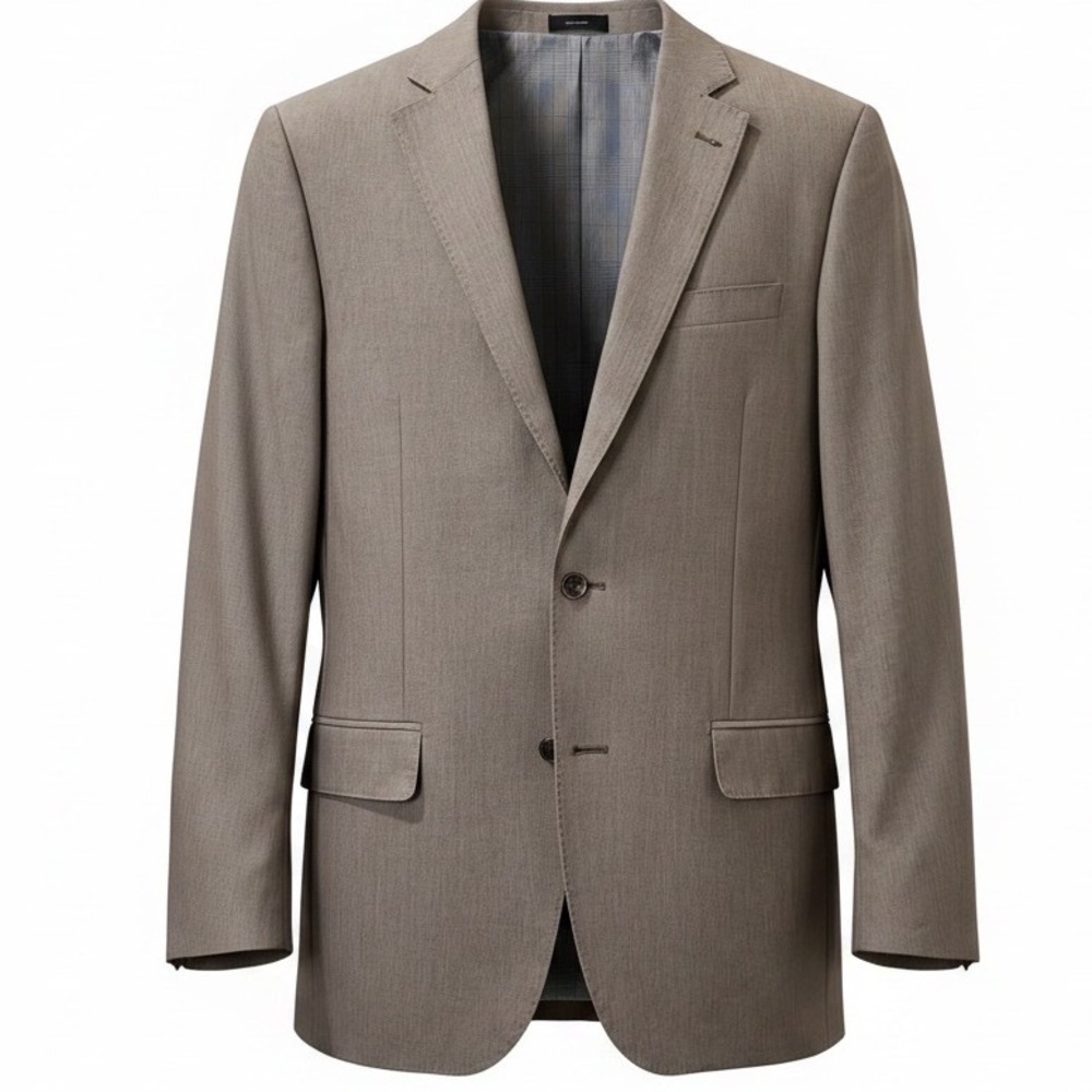 J.Ferrar Suit Jacket Mens 38L Taupe Brown 2 Button Blazer Slim Fit Professional